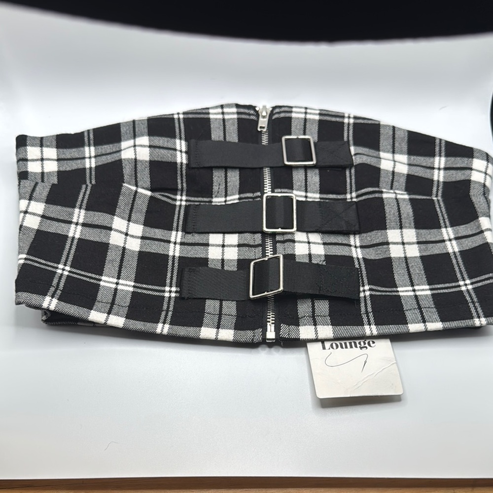 Vogue Monochrome Plaid bandeau crop top/bralette